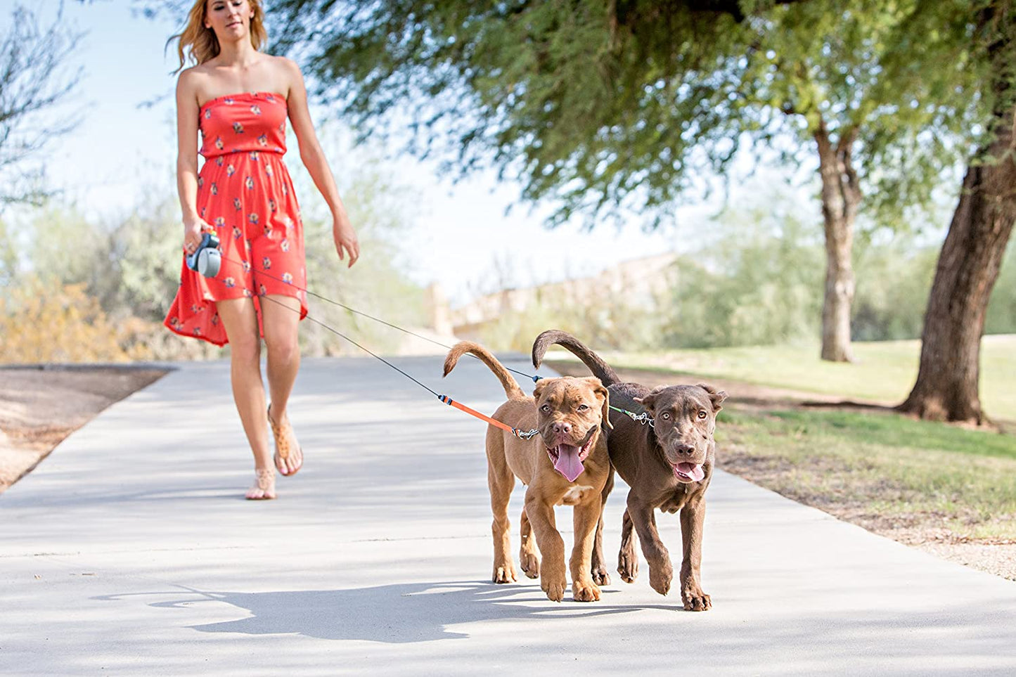 Two Dog Retractable Pet Leash with Light, No Tangle 360 Technology, with Dual Lock   